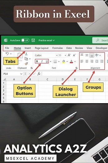 Ribbon in Excel.(Tabs & Options )#excel_analyticsa2z #excel