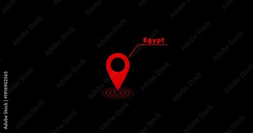 Map marker of egypt for travel documentary. 4k motion graphic of animated location pin icon on egypt
