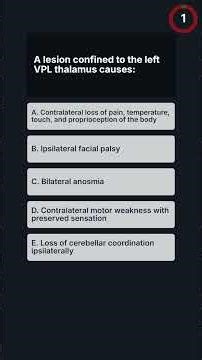 MRCP-1 Neuroanatomy Pathways & Lesions Quiz WITH DR SHEEN