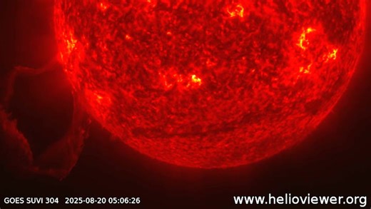 Sun unleashes two massive prominences in view from NOAA satellite