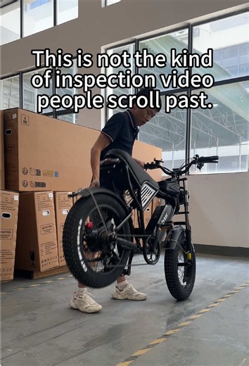 Curious how our latest e-bike model handles intense stopping tests? We verify the handlebar control units and test front brake responsiveness on the newly developed Ridstar Q50 before its release. Leave your thoughts below. #ebike #ridstar #q50 #factoryinspection #braketest
