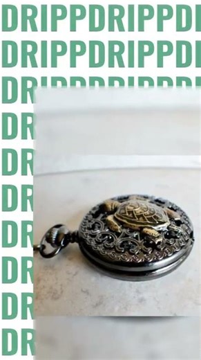 Sea turtle mechanical pocket watch in black