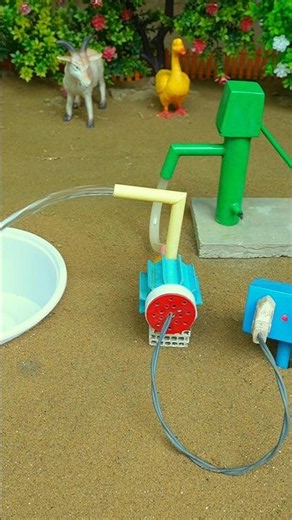 Mini hand pump project water with supply motor drinks sheep duck and farm #waterpump #shorts #763