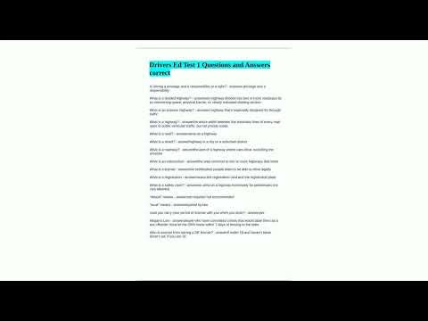 Drivers Ed Test 1 Questions and Answers correct79