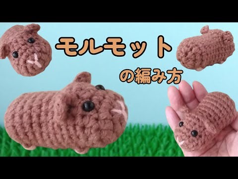 単色モルモットの編み方【かぎ針】（字幕）短い足とぷっくりしたお顔が可愛らしいモルちゃんです