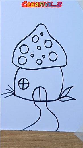 How to Draw a Cute Mushroom House 🍄🏡 | Easy Drawing Tutorial #MushroomHouse#HowToDraw#EasyDrawing