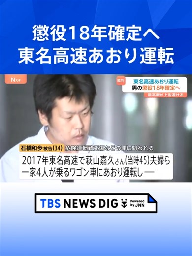 【速報】「俺が出るまで待っておけよ」“東名高速あおり運転事故”石橋和歩被告の懲役18年判決が確定へ 最高裁が被告の上告を棄却 #tbs #tiktokでニュース