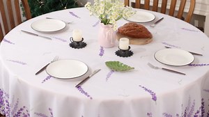 Spring Tablecloth, Spring Decorations for Home Flower Decor Seasonal Spring Table Cover Scallop Edge Table Cloth Table Decorations (70'' x 70'' Round)