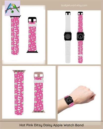 Hot Pink Ditsy Daisy Apple Watch Band