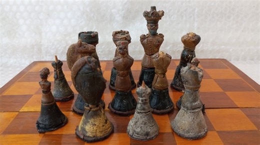 Very Rare Chess Pieces. Antique Weighted Chess. Unique Chess Sets. Chess Pieces From the 1800s.military Chess .gift. - Etsy