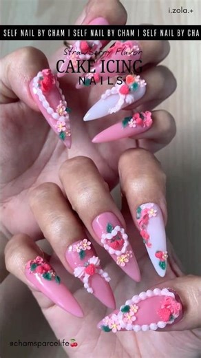 3D Cute Jelly Nail Art Tutorial Using Silicone Molds 🍰 ݁𖥔˖ 🍓Strawberry Flavor Cake Icing Nails