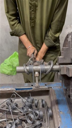 Vintage Old Lathe Machine | Simple Double Spring Making with Steel Wire #youtubeshorts