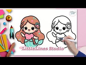 How to Draw a Cute Mermaid | Step-by-Step Kawaii Drawing | Painting and Coloring for Kids