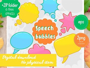 Comic Speech Bubble Clipart Set: Pop Art Vector Graphics (PNG & EPS) - Etsy