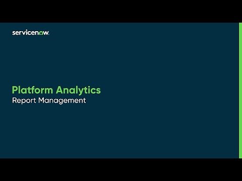 Performance Analytics | Report Management