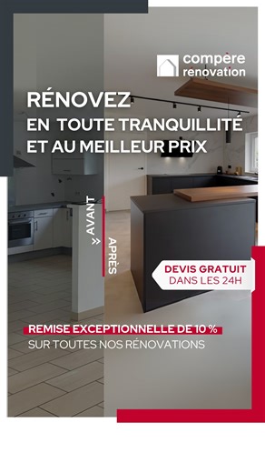 Une rénovation en toute tranquillité ? 🚧🏠 Confiez votre projet à Compère Rénovation. 🔥 Remise exceptionnelle et temporaire de 10% sur toutes vos transformations. 🚀 Devis gratuit en 24h, sans engagement ! Le gestionnaire de projets se déplace sur votre chantier ! | Compere