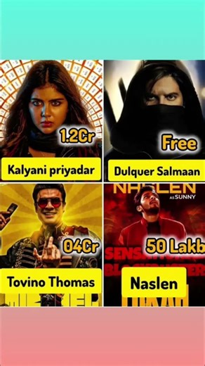 Lokah Chapter 1 Movie Cast Fees || #lokah #kalyanipriyadarshan #shorts