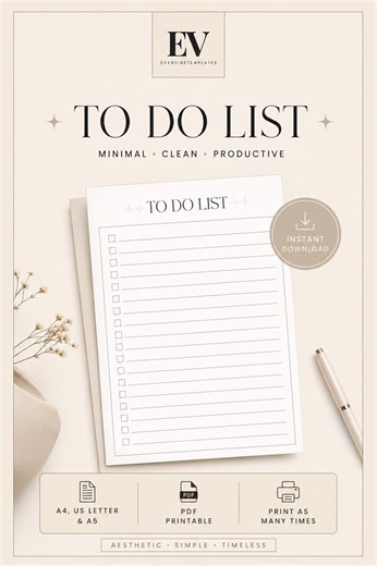 Minimal Daily to Do List Printable | Undated Task Checklist (digital Download) - Etsy