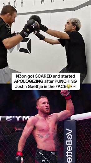 N3on got SCARED and started APOLOGIZING after touching Justin Gaethje😭👀 #ufc #justingaethje #n3on