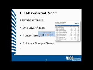 Creating a CSI Masterformat Cost Report in Vico Office