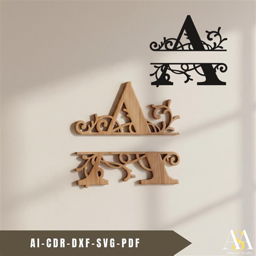 Floral Split Alphabet Letters – Laser Cut Wood Monogram (digital Download) - Etsy