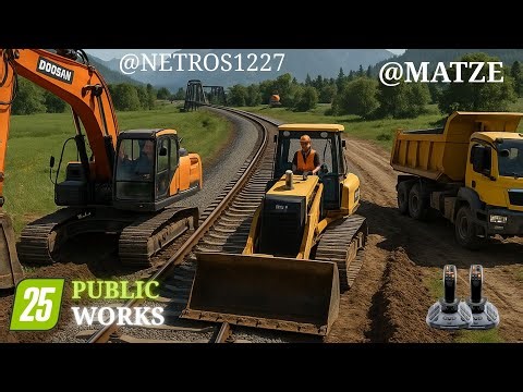 FS25 Massive Multiplayer Train Road Construction in Farming Simulator 25 with @Netros1227 & Matze!