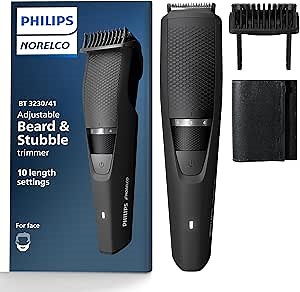 Norelco Philips Beard Trimmer Series 3000 - Cordless Grooming & Hair Clipper, Rechargeable, Adjustable Length, Beard Trimmer and Hair Clipper - No Blade Oil Needed - BT3230/41