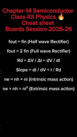 Chapter-14 Semiconductor Class-XII Physics 🔥 Important Numericals Cheatsheet Boards #explore #neet