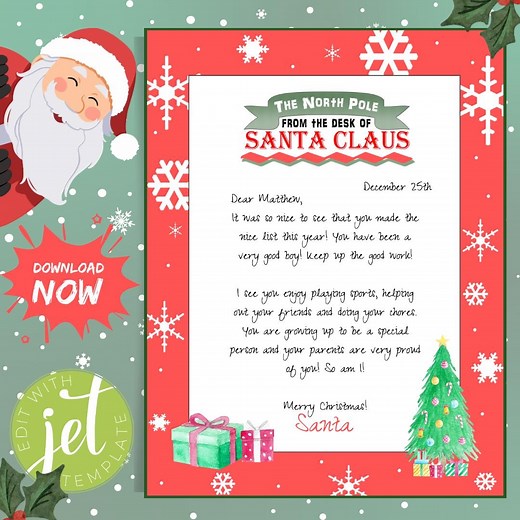 Personalized Santa Letter Template (digital Download) - Etsy