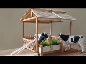 How to make cow shed - animals house - craft from ice cream sticks