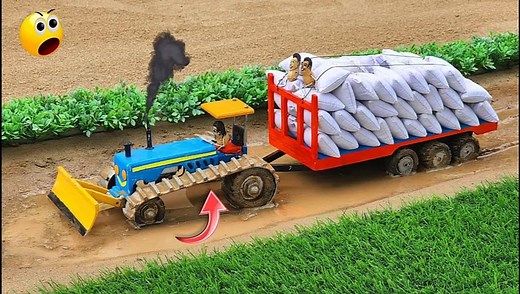 diy mini tractor trolley loading new technology | science project