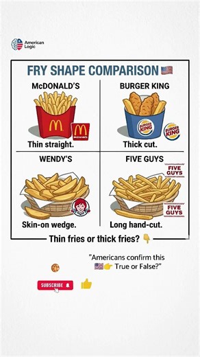 Thin Fries vs Thick Fries in America 🇺🇸🍟 | McDonald’s vs Burger King vs Wendy’sp