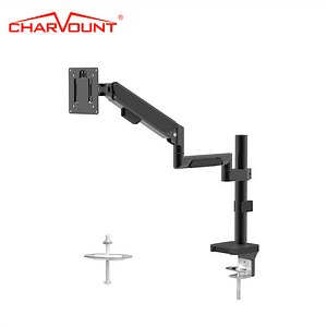 [Hot Item] Monitor Mount 180 Degrees Swivel Computer Monitor Arm 360 Rotating Max Vesa 100*100mm Monitor Stand with Hub LED
