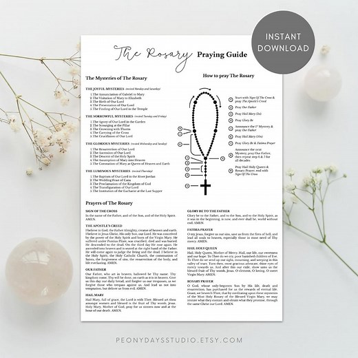 The Rosary Prayer Guide | Catholic Printable | How to Pray Sheet | 4 Mysteries | A4 US Letter PDF | Church Catechism Class Homeschooling - Etsy