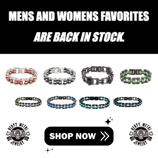 Super exciting!!! We've got a new website AND a restock of fan favorites. Check 'em out! https://bikechainjewelry.com/ 🤘😎🤘 | Heavy Metal Jewelry