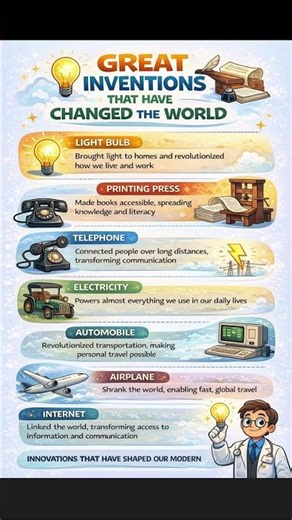 Great Inventions That Changed the World 🌍 | 4-Second Infographic