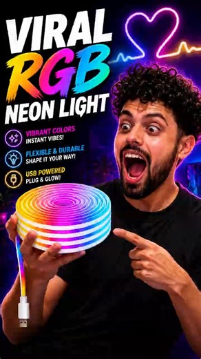Viral RGB Neon Light 😳 Under ₹500! #neonlights #roomsetup #shorts