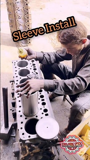 Engine Rebuild Series: Cylinder Sleeve Installation Process #engine #mechanic #sleeve #shorts #fyp