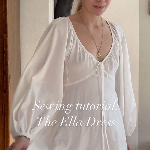 Silversaga Patterns on Instagram: "Free sewing tutorial 🤍🪡 THE ELLA DRESS Sew the Ella dress with me! Watch the full sewing tutorial on my YouTube channel (15 minutes). Please subscribe and like so that I can continue to release more sewing classes 🤍 #silversagapatterns #elladresspattern"