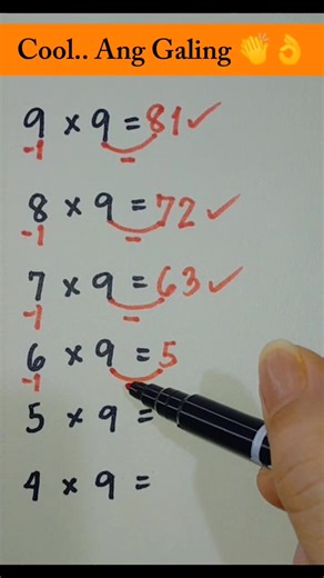 For beginners, table of 9 tricks. Incase hindi pa na memorize ang table of multiplication, you can use this trick💪👌 #mathskills #mathtricks | Mathtuto
