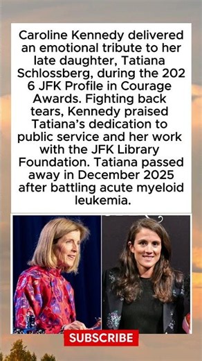 Caroline Kennedy Breaks Down in Tears Honoring Daughter Tatiana After Tragic Cancer Battle 💔