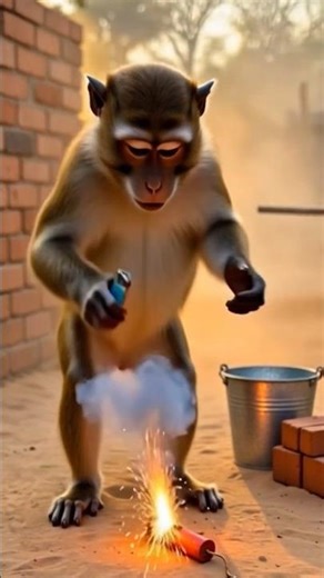 Monkey's Firecracker Prank Goes WRONG! 🐒💥