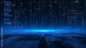 Big data AI computer binary code data flow rolling technology background. Stock Video