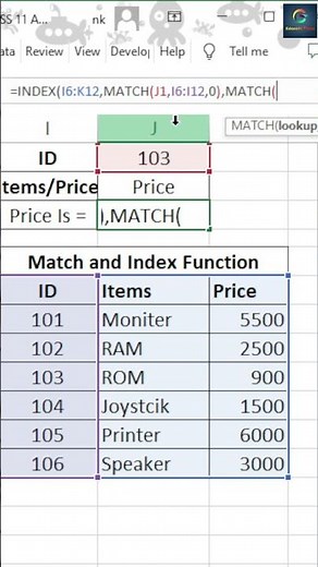 How to use Index or Match fucntion in Excel