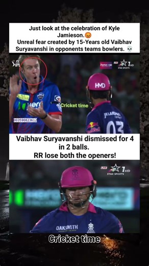 Celebration of Kyle Jamison infront of a 15 year old Vaibhav Suryavanshi🤡