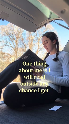 The ground might be wet but I have a car to sit in! #reading #books #spring