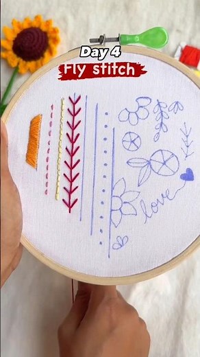 Fly Stitch Tutorial || How to make fly Stitch with hand embroidery