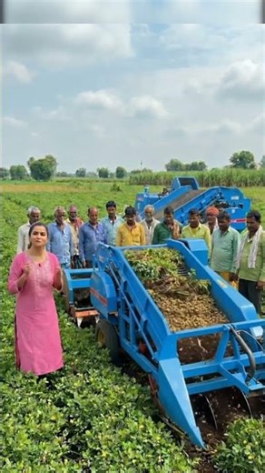 Modern Groundnut Harvesting Machine Demonstration in Farm Field