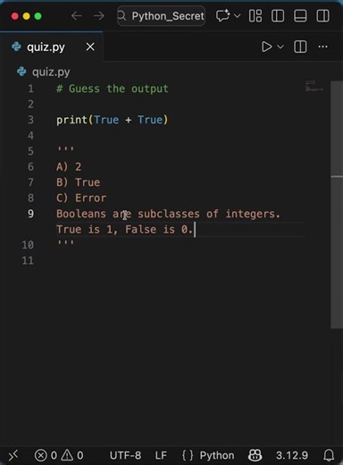 Booleans Are Integers?! 😱 Python Quiz
