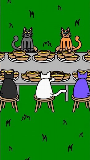 Cat Competes in a Hot Dog Eating Contest #shorts